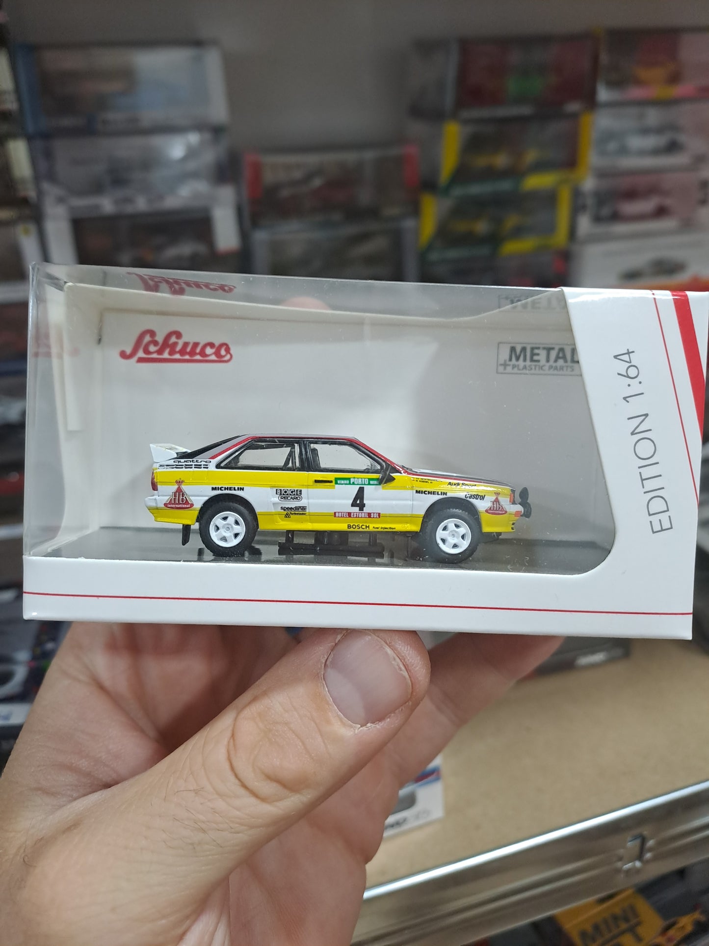 Schuco 1/64 Audi Quattro #4 Rally Portugal 1984 White / Yellow schuco20370