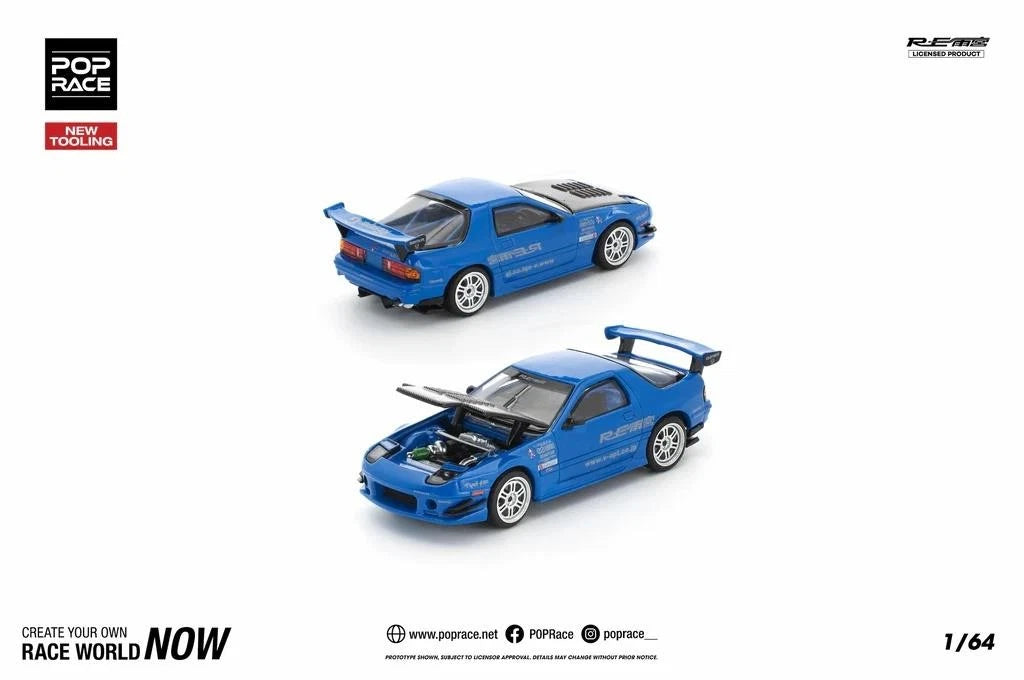 Pop Race Mazda RX7 FC3S Re Amemiya Azul  Escala Pop Race # 290 PR640290 1.64