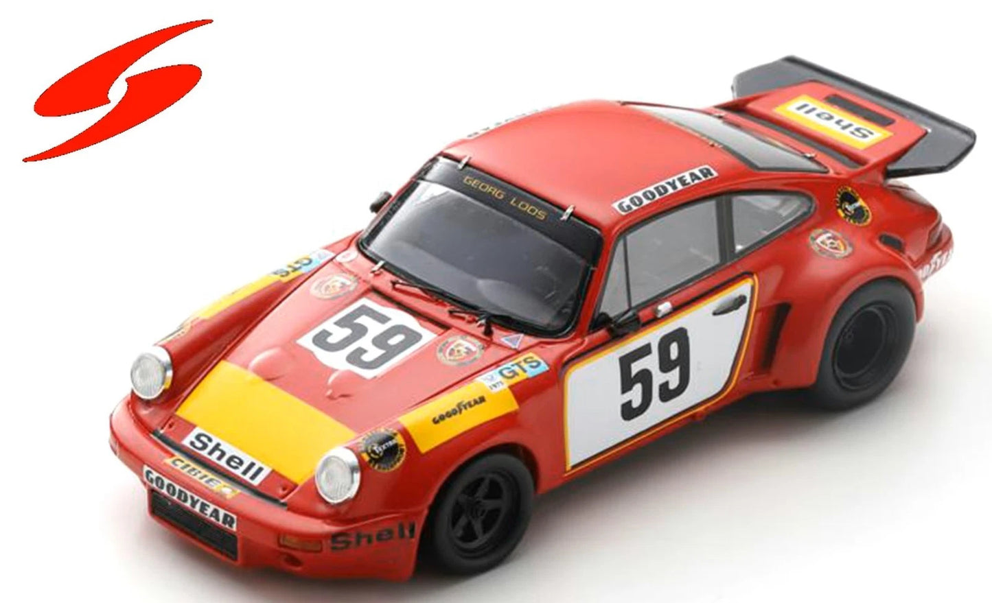 Spark 1/64 1975 Porsche 911 Carrera RSR 3.0 #59 T.Schenken /H.Ganley 24H Le Mans Rojo