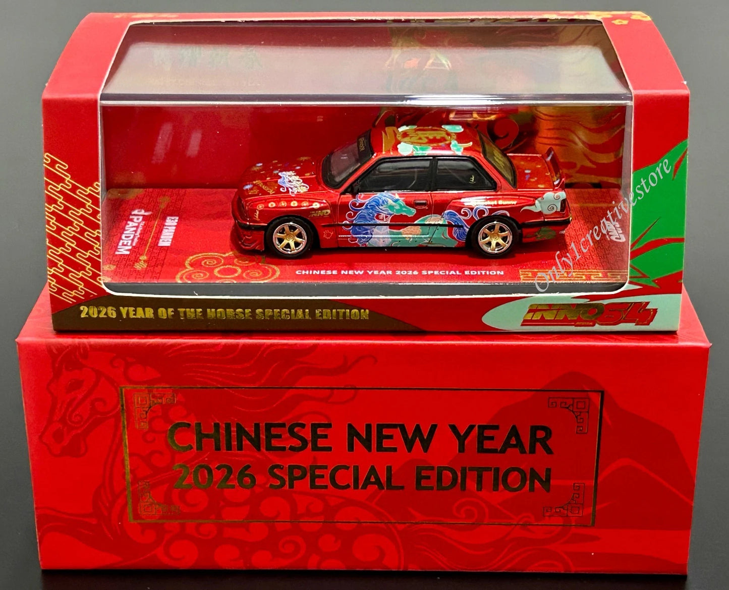 Inno64 2026 BMW Rocket Bunny E30 Chisene New Year Special Edition Año del Caballo