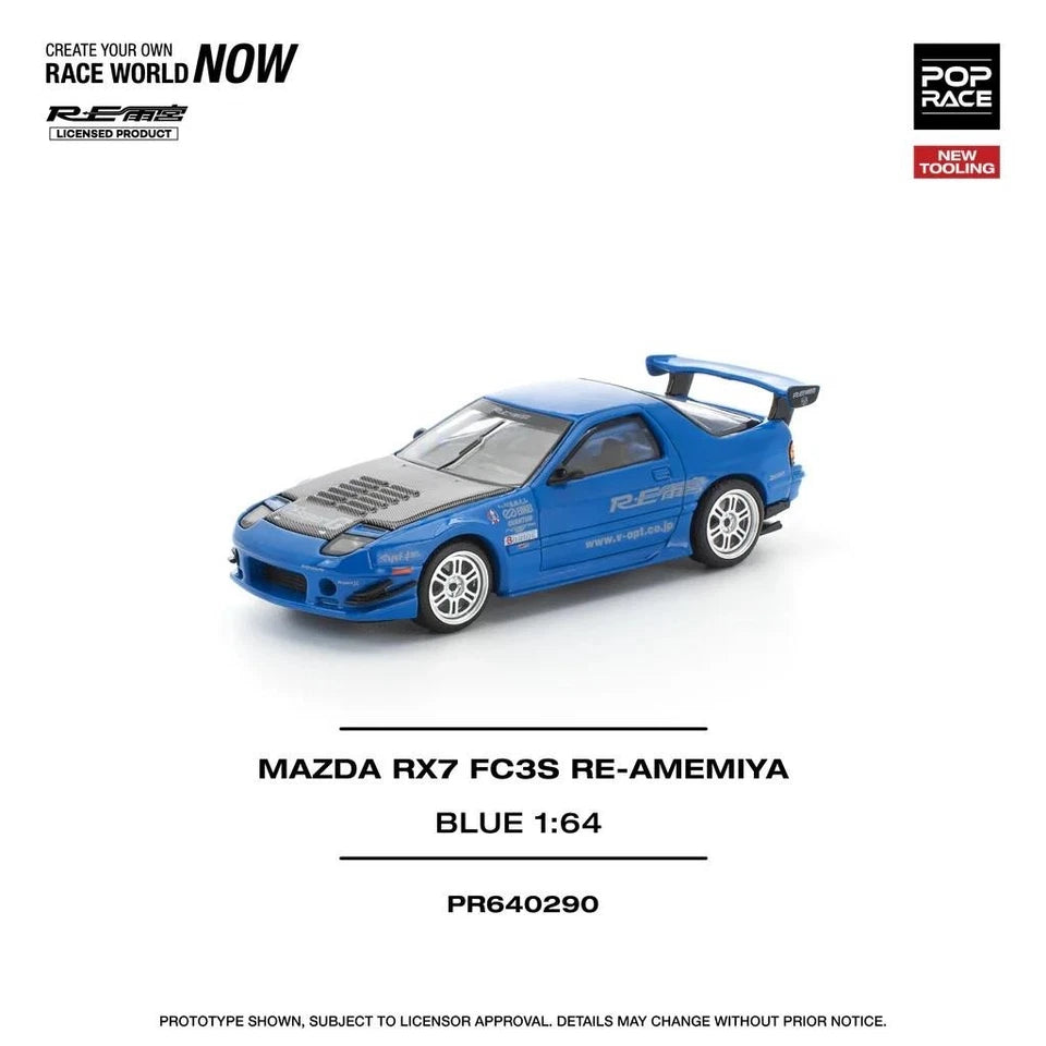 Pop Race Mazda RX7 FC3S Re Amemiya Azul  Escala Pop Race # 290 PR640290 1.64