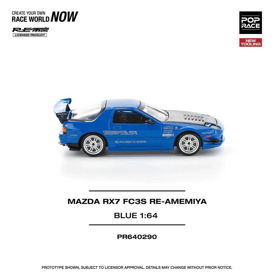 Pop Race Mazda RX7 FC3S Re Amemiya Azul  Escala Pop Race # 290 PR640290 1.64