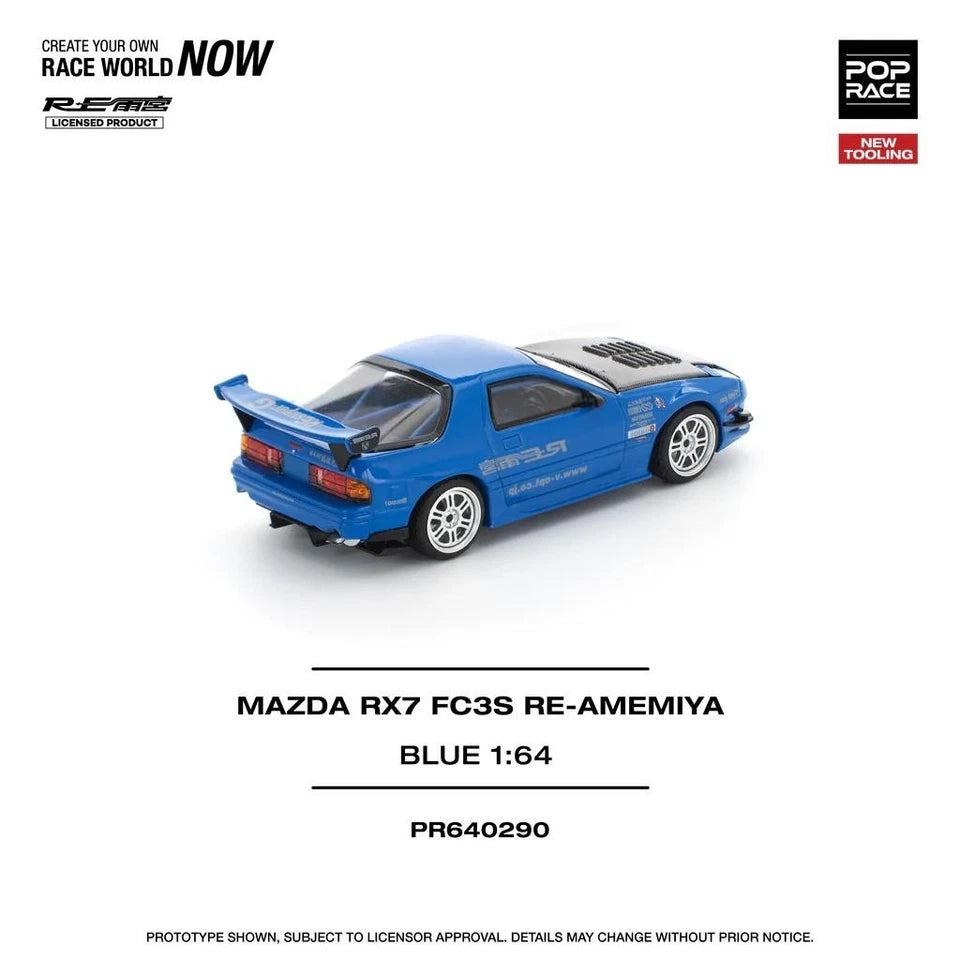 Pop Race Mazda RX7 FC3S Re Amemiya Azul  Escala Pop Race # 290 PR640290 1.64