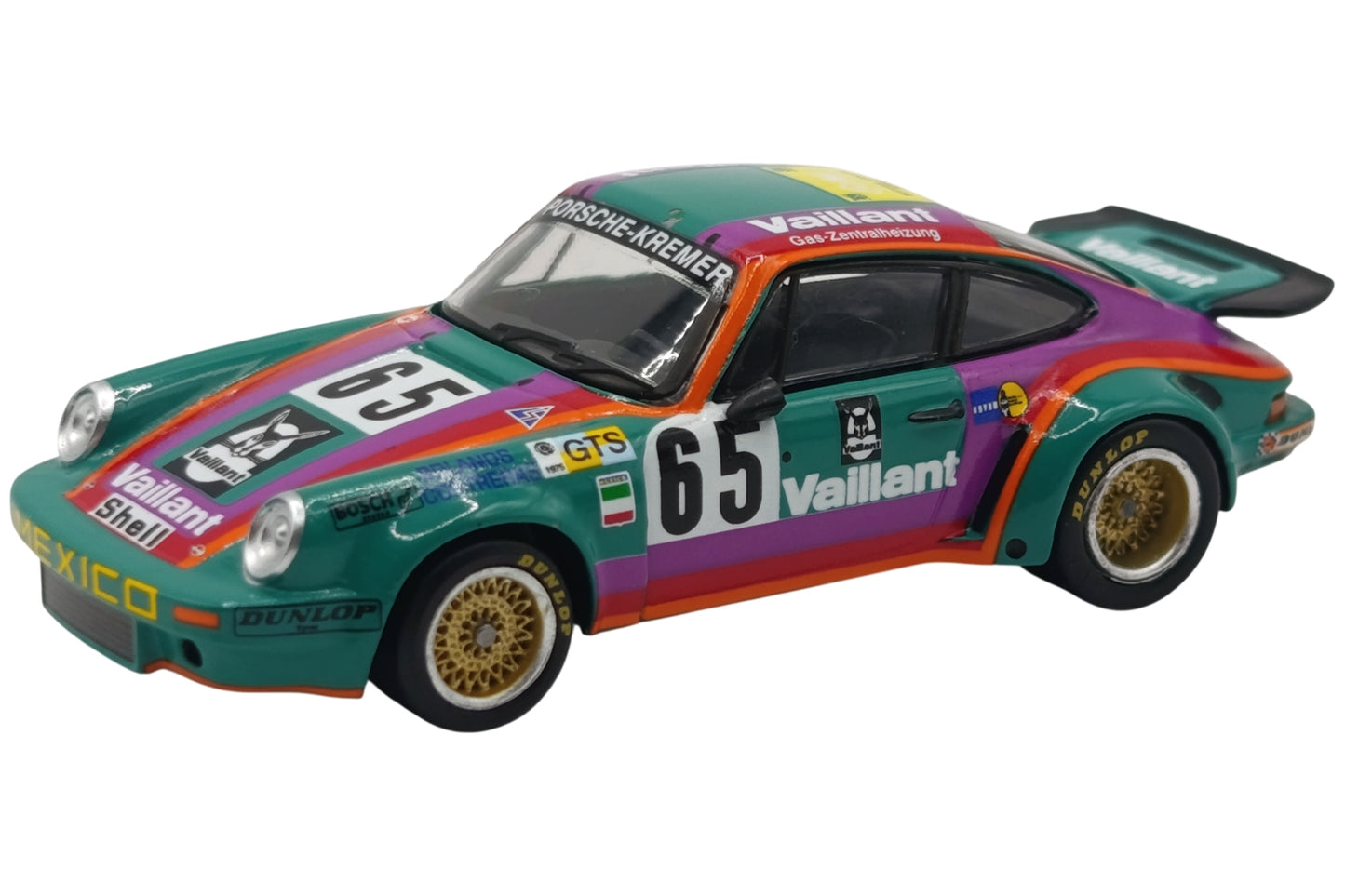 Spark 1.64 Porsche 911 Carrera VAILLANT RSR 3.0 #65 Sprowls/Bolanos/Contreras 24h Le Mans 1975 verde /rojo / lila