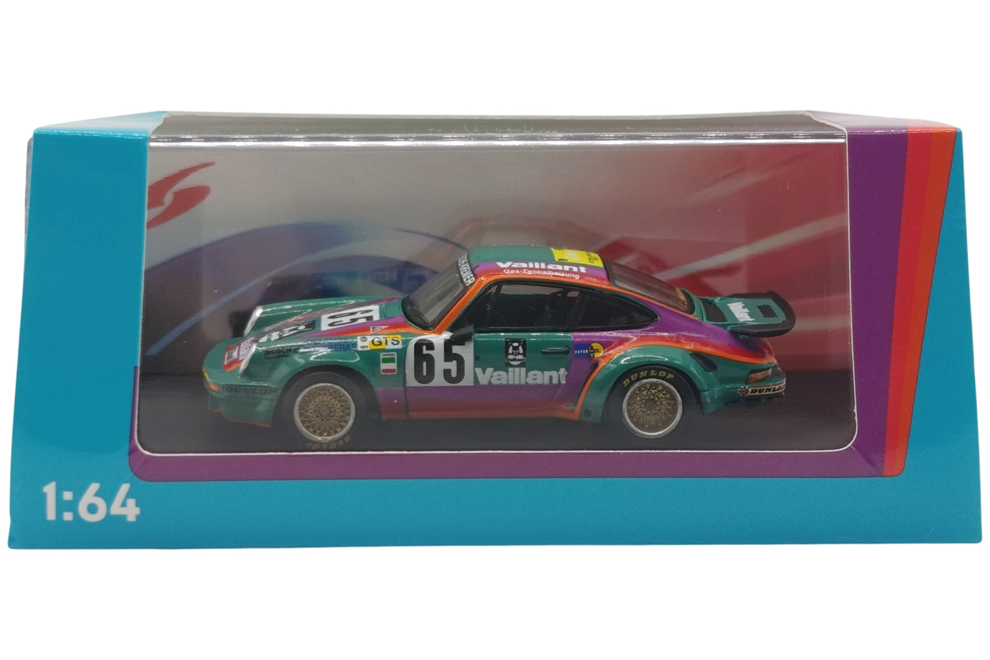 Spark 1.64 Porsche 911 Carrera VAILLANT RSR 3.0 #65 Sprowls/Bolanos/Contreras 24h Le Mans 1975 verde /rojo / lila