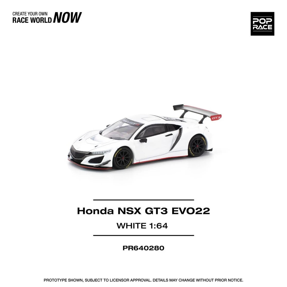 Pop Race Honda NSX GT3 EVO22 White # 280 PR640280
