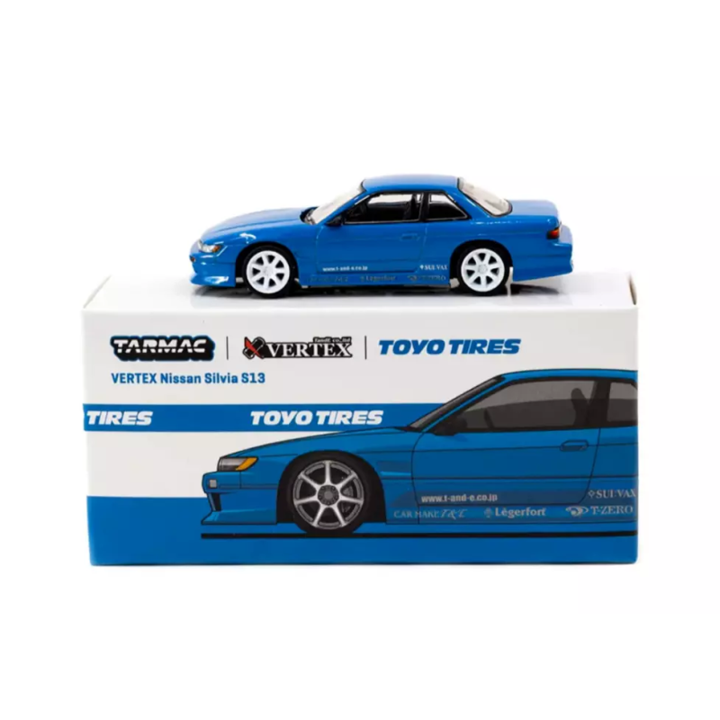 *** VERSION BLISTER *** Tarmac Works 1/64 VERTEX Nissan Silvia S13 TOYO TIRES – Azul metálico
